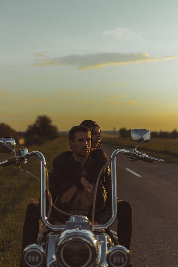 Biker Couple on Motorcycle